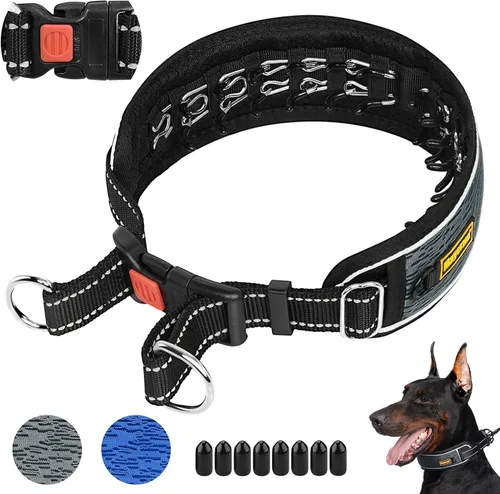 Miniatura 9 de Mayerzon Martingale - Collar antitirones para perros grandes y medianos, Pitbull Pastor alemán rottweilers, patentado reflectante anti tirones, Negro