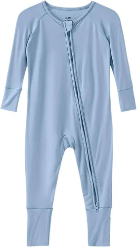 Miniatura 34 de Pijama de viscosa de bambú sin pies para niños y niñas, pijamas con cremallera para dormir y jugar, mameluco - 0-24 meses