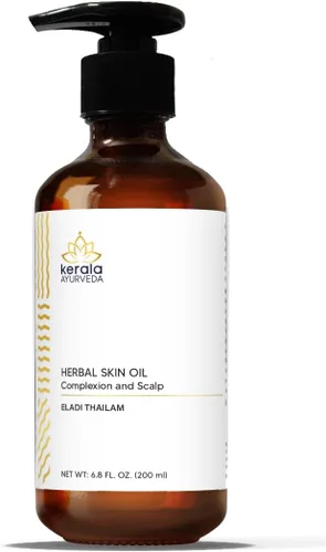 Kerala Ayurveda Aceite de hierbas para la piel (Eladi Thailam) – Aceite de masaje ayurvédico a base de aceite de sésamo para cuerpo radiante y cuero
