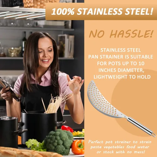 Miniatura 3 de Boao 2 coladores de ollas con asa, colador de acero inoxidable, escurridor de pasta, colador de ollas con empuñaduras empotradas, adecuado