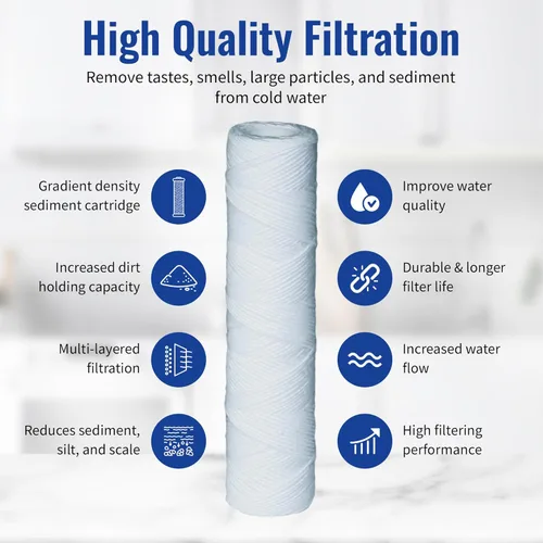 Miniatura 2 de CFS Cartuchos de filtro de agua de sedimentos de 10 x 2.5 pulgadas compatibles con los modelos Campbell 1SS - Filtro de repuesto de 5 micras
