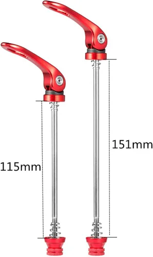 Miniatura 4 de Chooee Juego de brochetas de liberación rápida delantera y trasera para bicicleta de montaña o bicicleta de carretera (rojo/negro)