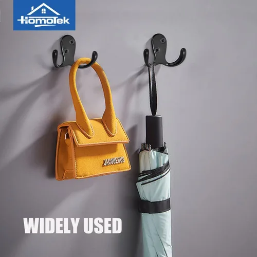 Miniatura 4 de HOMOTEK Paquete de 10 ganchos resistentes para colgar abrigos, montados en la pared, doble punta (izquierda y derecha) a prueba de óxido, accesorios