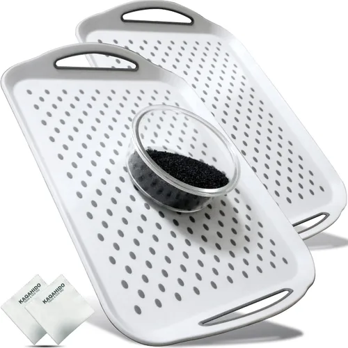 Miniatura 8 de Gran bandeja de servir antideslizante con asas, bandejas de comida para piernas con agarre de silicona para comer, aptas para lavavajillas