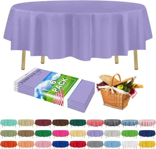 Miniatura 110 de Zimpleware - Mantel redondo de plástico para fiestas de 213 cm (84 pulgadas) de diámetro (paquete de 1, 6 y 12 unidades)