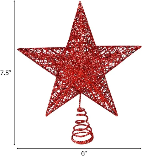 Miniatura 2 de Estrella para la punta del árbol de Navidad, estrella metálica para la punta del árbol de Navidad, decoración navideña con purpurina, estrella