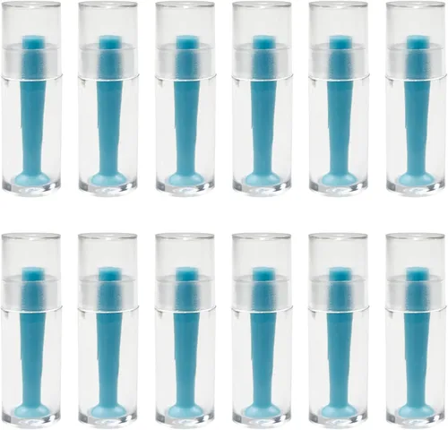 Paquete de 12 herramientas de silicona para quitar lentes de contacto duro, aplicador de lentes esclerales duras con agarre de ventosa (azul)