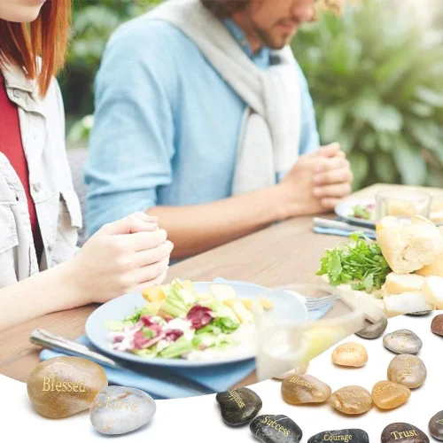 Miniatura 6 de BigOtters 25 piedras inspiradoras - Piedras de aliento con palabras grabadas para meditación, decoración de oficina en casa y cumpleaños, regalos
