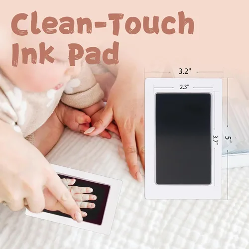 Miniatura 4 de Kit de manos y huellas de bebé sin tinta, kit de almohadilla de tinta de tacto limpio, sello de pie de mano para bebé, paquete de 4 almohadillas