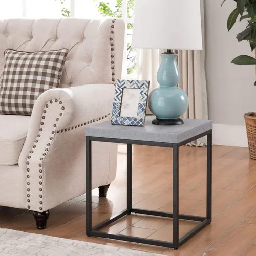 Miniatura 12 de CENSI - Mesa auxiliar/mesa auxiliar de roble lavado gris de 18 pulgadas Extra Thick 1.6" Honey-comb Wood Top, Sofa Table, Modern Industrial, Roble