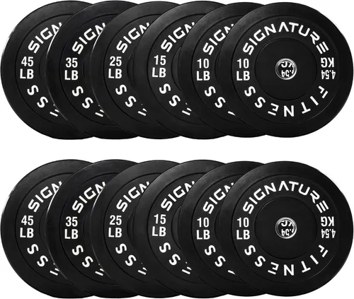 Miniatura 11 de Fitvids Juego de discos de peso olímpicos de goma de 2 pulgadas, juego de discos de parachoques con barra para entrenamiento de fuerza, 180-390