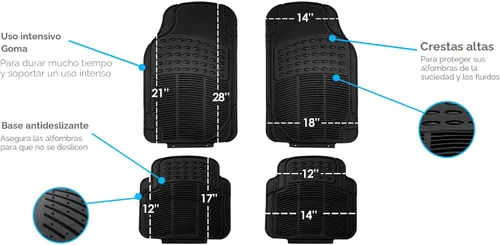 Miniatura 7 de FH Group Alfombrillas de piso automotrices - Goma resistente, ajuste universal, juego completo, ClimaProof, recortables para la mayoría de Negro