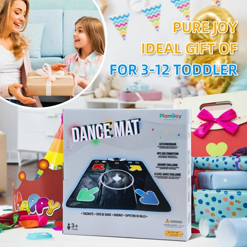 Miniatura 9 de PLAMILOY Tapete de baile para niños, tapete electrónico iluminado, juego de música, juguete para niñas y niños de 3 a 12 años, tapete de juego