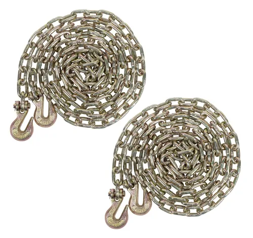 Miniatura 31 de Mytee Products Paquete de 4 cadenas de 3/8 pulgadas x 6 pies de grado 70 con ganchos de agarre de horquilla, cadena de remolque de transporte G70, 4