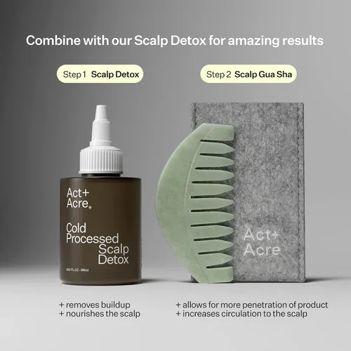 Miniatura 7 de Act+ Acre Serum de células madre de manzana procesadas en frío y herramienta Gua Sha del cuero cabelludo, estimula el cuero cabelludo, promueve un