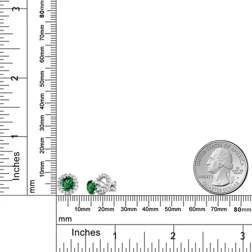 Miniatura 212 de Gem Stone King Aretes redondos de plata de ley 925 de 0.236 in con piedra natal extraíble para mujer
