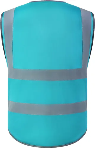 Miniatura 2 de XIAKE Chaleco de seguridad reflectante para hombres y mujeres, chaleco de alta visibilidad clase 2 con bolsillos, cumple con las normas ANSI Azul