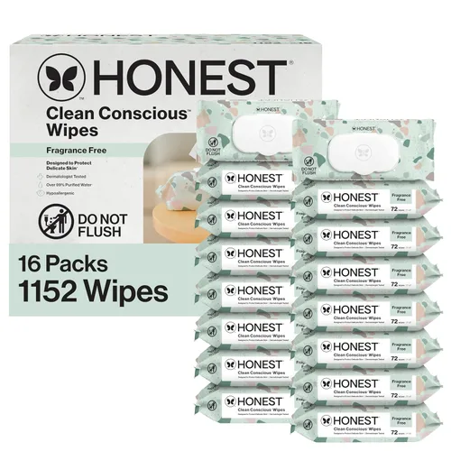 Miniatura 33 de The Honest Company - Toallitas limpiadoras para bebé con 99% de agua, respetuosas con el medioambiente, a base de plantas, hipoalergénicas