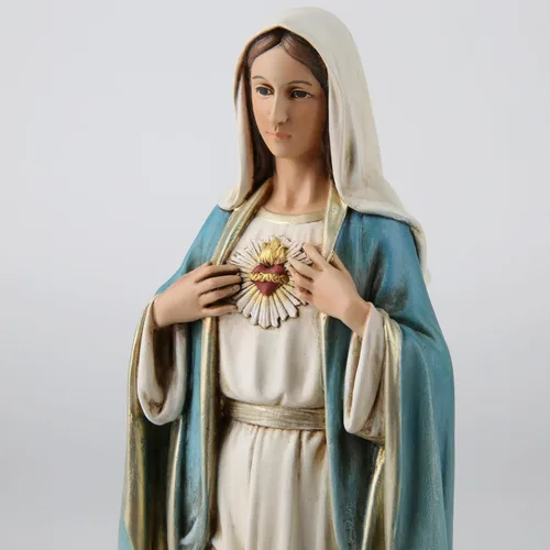Miniatura 8 de Estatua de María de corazón inmaculado católico de BC, 10 pulgadas de alto, figura de la Virgen María para altar, santa madre con soporte