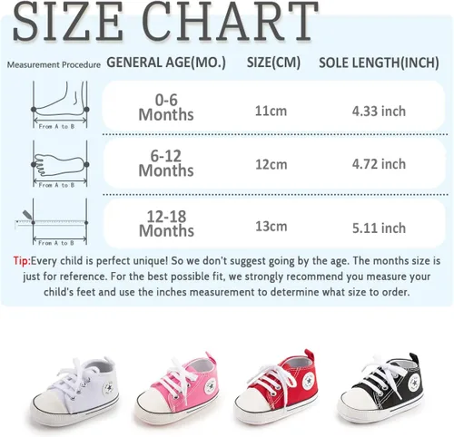 Miniatura 6 de Meckior - Zapatos deportivos de lona para bebé, con suela suave y caña alta, para sus primeros pasos y estar en la cuna