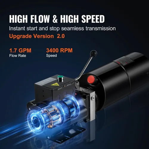 Miniatura 4 de VEVOR Unidad de potencia hidráulica 220V de 10 cuartos para elevador de auto 3HP Bomba hidráulica Bomba de potencia hidráulica monofásica con tanque