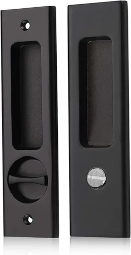 Miniatura 8 de NCL Hardware Manija de puerta corredera para baño, manija de puerta de granero, cerradura de bolsillo redonda de privacidad (níquel satinado)