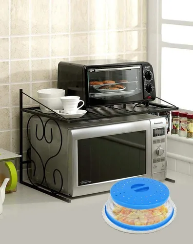 Miniatura 6 de Cubierta para salpicaduras de microondas cubierta de microondas para alimentos sin BPA, 10.5 pulgadas, redonda con mango de agarre (azul)