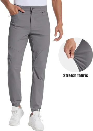 Miniatura 2 de PULI Pantalones deportivos de golf elásticos para hombre con 4 bolsillos, impermeables, ajustados, para senderismo, casual, viajes, trabajo