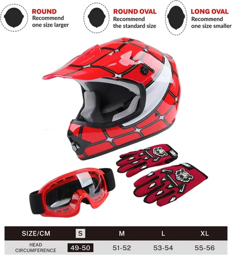 Miniatura 3 de TCT-MOTORPARTS DOT - Casco de motocross para niños y jóvenes, casco de cara completa para motocross, ATV, todoterreno, casco de cuatro ruedas, araña