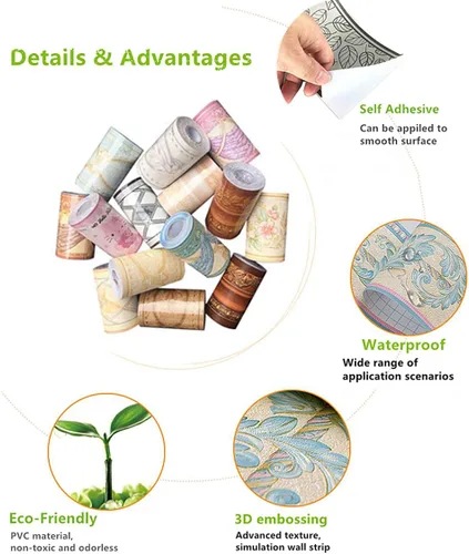Miniatura 3 de Papel pintado decorativo 3D con diseño floral, impermeable, para despegar y pegar para baño, cocina, mostrador, azulejos, pegatina, 4 pulgadas por