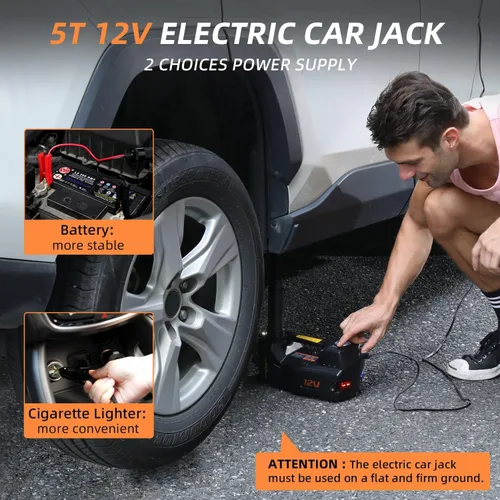 Miniatura 3 de STANDTALL Gato Eléctrico para Auto de Levantamiento Rápido, Seguro y Portátil con Inflador de Neumáticos y Luz LED, Juego Completo de Accesorios