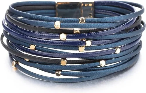 Miniatura 53 de Fesciory - Pulsera de leopardo para mujer, estilo bohemio de cuero multicapa con perlas de cristal