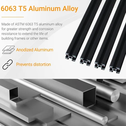 Miniatura 2 de 4 piezas de perfil de extrusión de aluminio de 11.811 in 2020 tipo V extrusión de aluminio estándar europeo anodizado riel lineal con accesorios