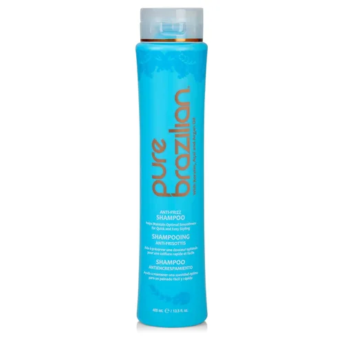 PURE BRAZILIAN - Champú diario anti encrespamiento - Sin sal, color seguro, con queratina, aceite de argán y acai (13.5 onzas / 13.5 fl oz)