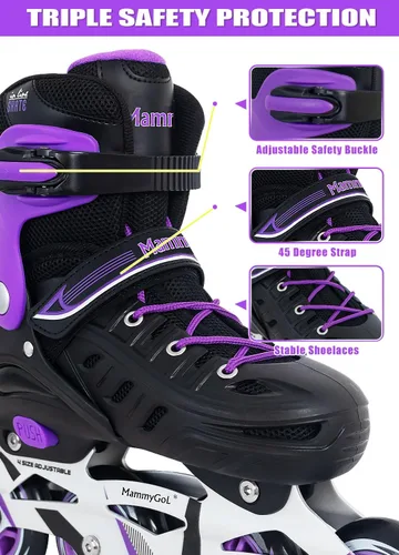 Miniatura 5 de MammyGol - Patines en línea ajustables para adultos, patines seguros y duraderos con ruedas gigantes, patines profesionales de alto rendimiento