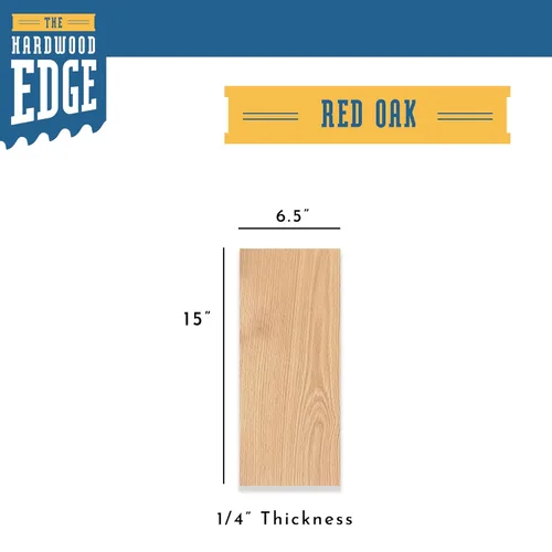 Miniatura 2 de Tablones de roble rojo – Paquete de 4 piezas de madera de roble sin terminar – 1/4 de pulgada (0.236 in) 100% madera dura pura – Grabado láser