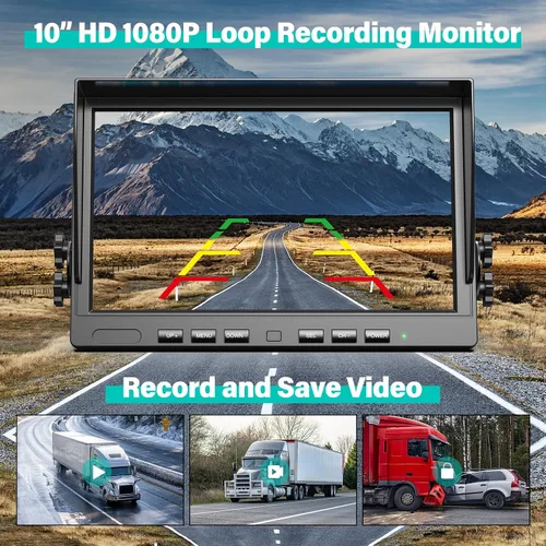 Miniatura 3 de Nuoenx - Sistema de cámara inalámbrica de respaldo de 10 pulgadas, sistemas de cámara digital HD 1080P con monitor DVR Quad Split de 10 pulgadas