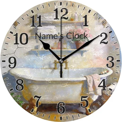 Miniatura 33 de JUNZAN Reloj de bañera con vino romántico espumoso y velas, reloj de pared silencioso de 10 pulgadas, pequeño reloj redondo, decoración de cocina