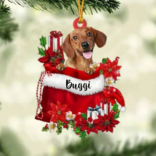 Miniatura 151 de Perro Akita Inu personalizado en bolsa de regalo, adorno de Navidad, nombre personalizado, regalo para amantes de los perros, familia, Navidad