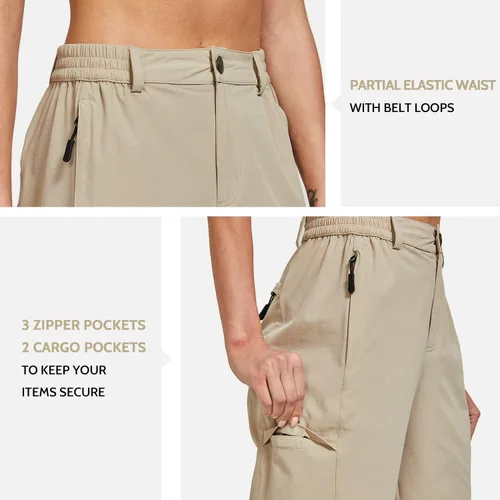 Miniatura 4 de FitsT4 - Pantalones cortos de senderismo ligeros para mujer, de secado rápido, protección solar, resistente al agua, con múltiples bolsillos