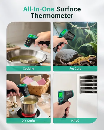 Miniatura 2 de ERICKHILL ROOKCORE - Termómetro infrarrojo de -58.0 °F ~ 1,112.0 °F - Pistola termómetro láser sin contacto con emisividad ajustable, pantalla LCD