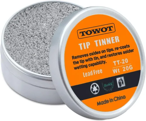 TOWOT Tinner de punta para soldadura electrónica, punta de hierro y solución de estañado, elimina la oxidación, 0.71 oz