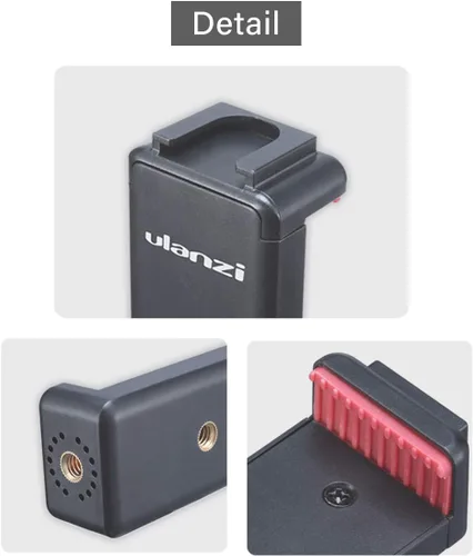 Miniatura 3 de ULANZI ST-07 Soporte de trípode para teléfono con soporte de zapata fría para micrófono, luz de video LED, tornillo de trípode de 1/4 pulgadas