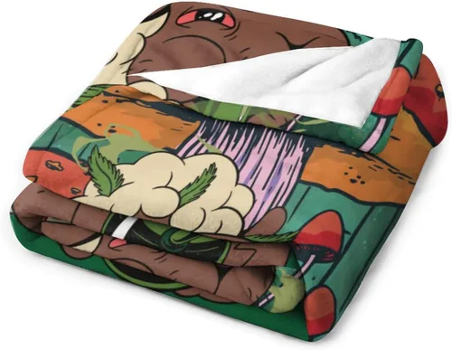 Miniatura 4 de Manta pequeña de marihuana de marihuana de hongos, 50 x 40 pulgadas, para mujeres y hombres, manta de felpa suave para cama, sofá, manta negra