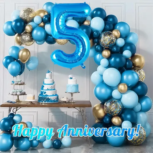Miniatura 6 de Globo azul del número 5 de 40 pulgadas, globos grandes de aluminio con helio, globos gigantes de Mylar número 5 para decoración de fiesta