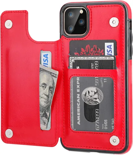 Miniatura 10 de OT ONETOP - Funda tipo cartera para iPhone 11 Pro Max con tarjetero y ranuras para tarjetas, doble cierre magnético y funda duradera a prueba de Oro