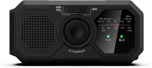 Miniatura 2 de Kaito V5 Radio de emergencia – Panel solar y manivela – Linterna LED – Radio meteorológica Voyager Mini NOAA – Radio AM/FM Batería recargable (negro)