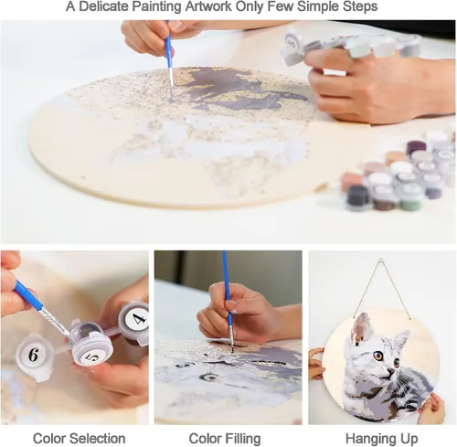 Miniatura 2 de TEXTURE OF DREAMS Kit de pintura personalizada por números para adultos, pintura acrílica, pintura al óleo sobre madera redonda y circular de 12