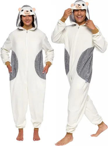 Enterizo de erizo para adultos, disfraz de Halloween de animales - Traje de cosplay de una pieza dálmata de felpa para adultos, mujeres y hombres