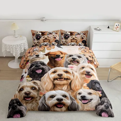 Miniatura 16 de Feelyou Juego de edredón para niños, diseño de gatos de dibujos animados, tamaño twin, lindo juego de ropa de cama de gatitos para adolescentes
